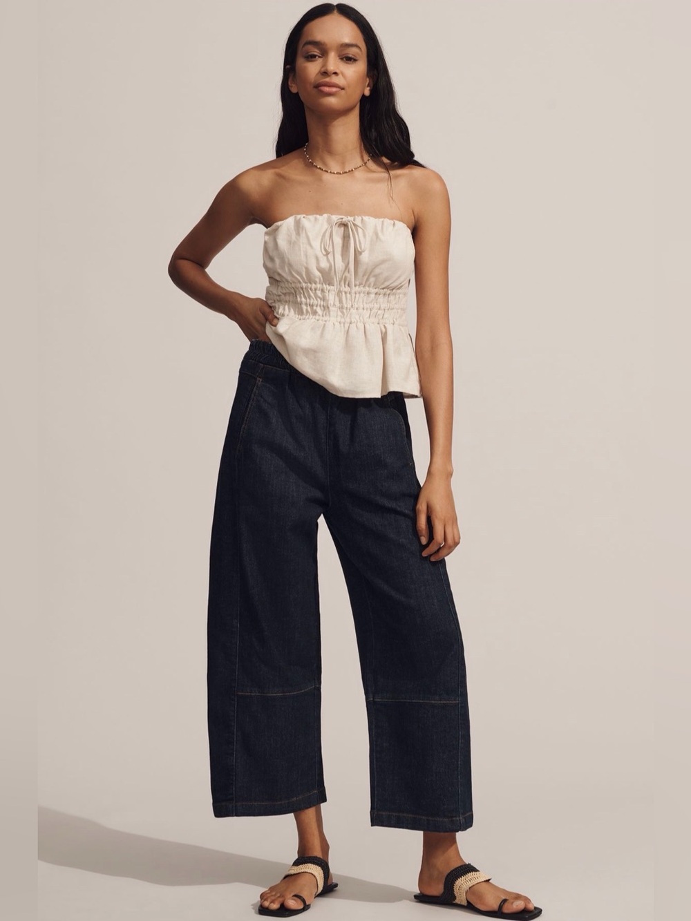 Anthropologie Relaxed Pull-On Barrel Jeans (Dark Wash - Sold Out Color)